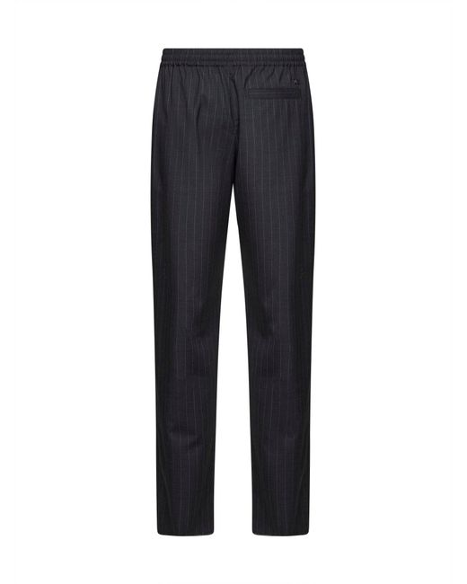 Burberry Blue Iron Pinstriped Wool Track Trousers for men
