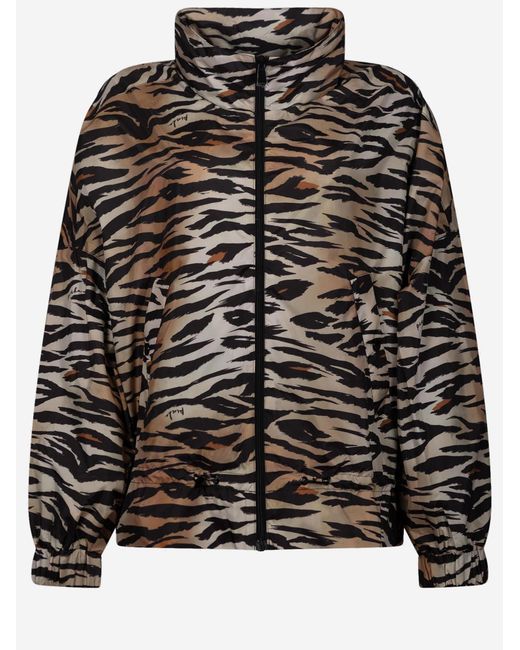 Pinko Black Dotty Jacket With Animal Print Polyester