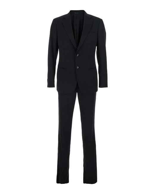 Giorgio Armani Black Single-Breasted Suit With Classic Lapels for men