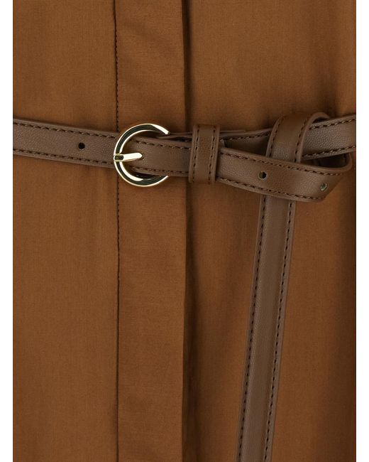 Max Mara Brown Long Dress Lecito Cotton