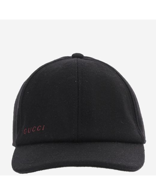 Gucci Black Wool Baseball Cap With Adjustable Strap Hat for men