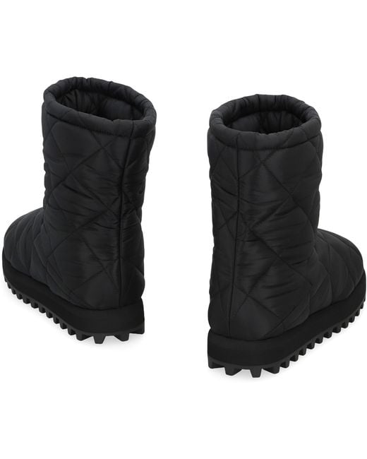 Dolce & Gabbana Black Quilted Nylon Winter Boots Polyamide for men
