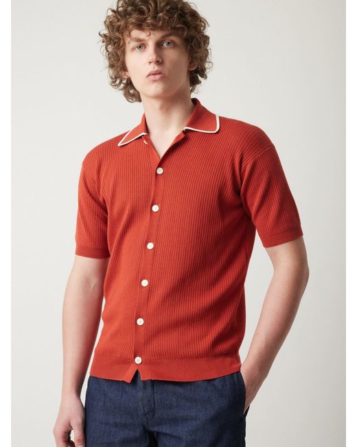 Doppiaa Red Aagar Cotton Terry Shirt With Short Sleeves for men