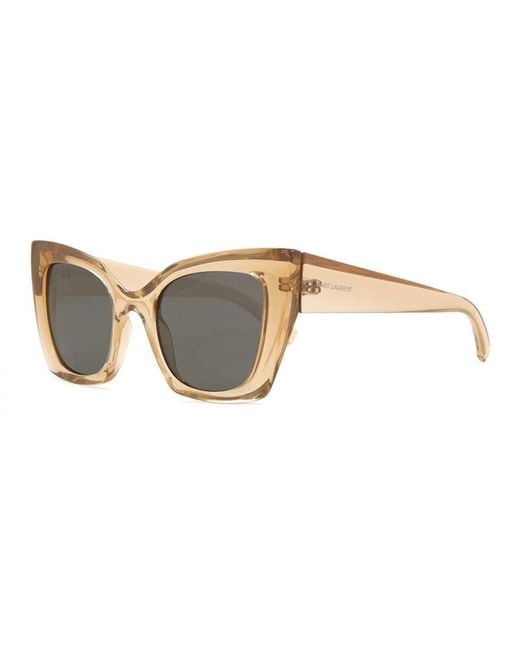 Saint Laurent Brown Sunglasses Cat Eye Full Rim, Nude Frame And Lens Sl552006