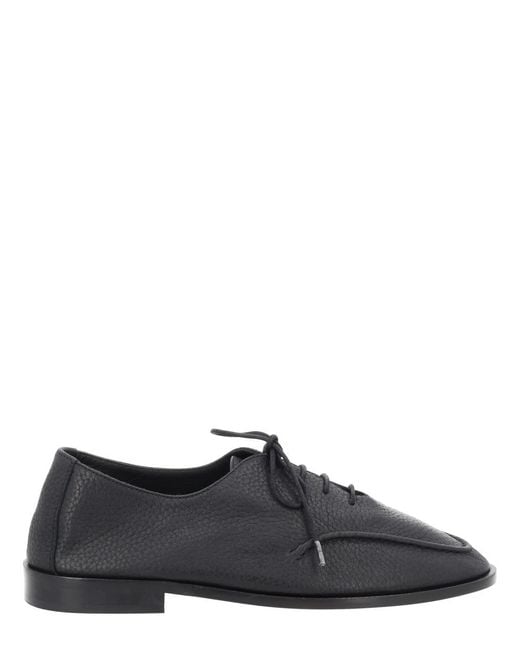 Hereu Black Leather Lace-Up Moccasin Shoes