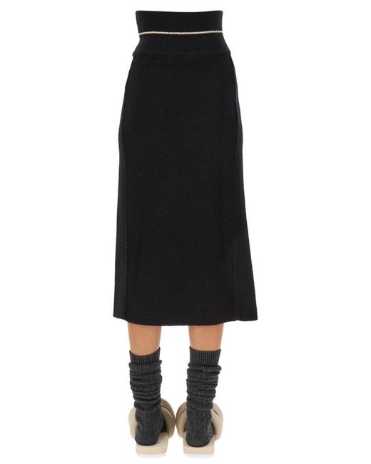 Moncler Genius Black Midi Skirt Knitted Exterior