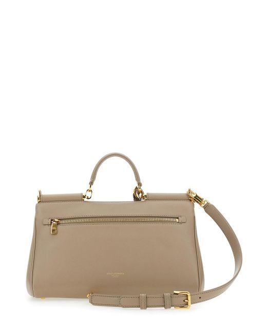 Dolce & Gabbana Natural Handbag With Padlock Detail And Adjustable And Removable Shoulder Strap