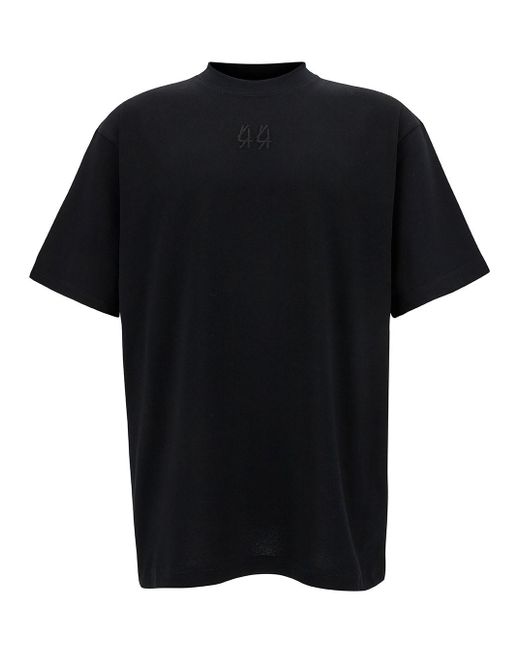 44 Label Group Black T-Shirt With Logo Embroidery And Print for men