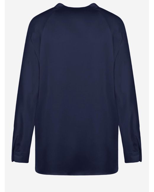 Vince Blue Silk Shirt V-Neck