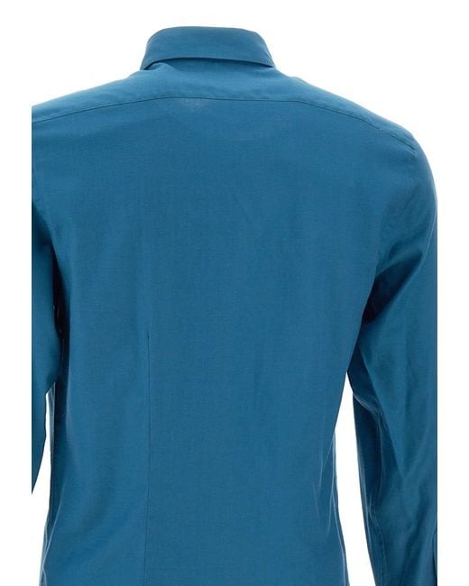 Paul Smith Blue Cotton Blend Shirt for men