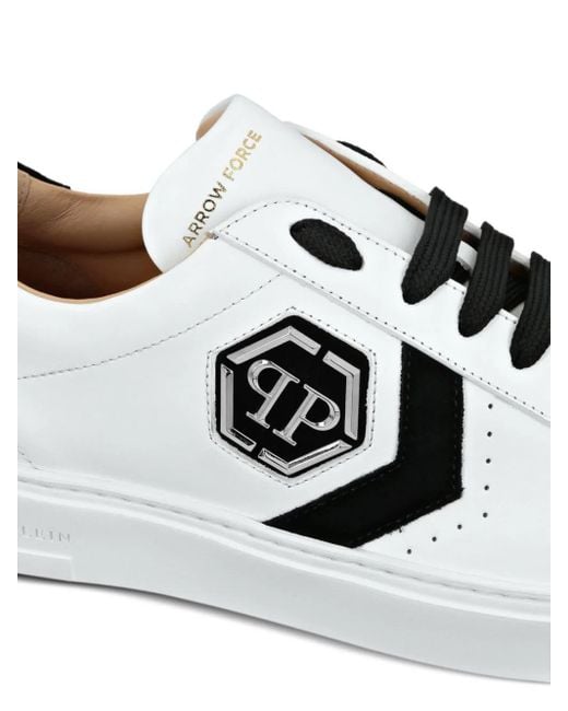 Philipp Plein White Lo-Top Leather Sneakers for men