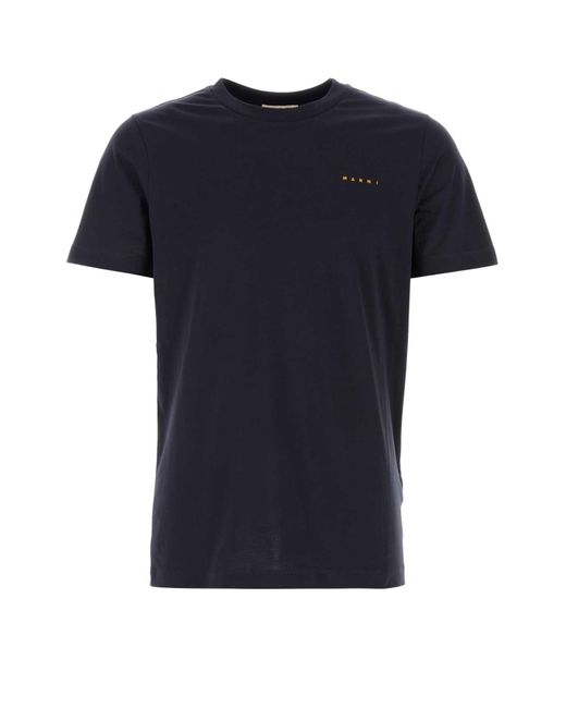 Marni Black Midnight Blue Cotton T-shirt for men
