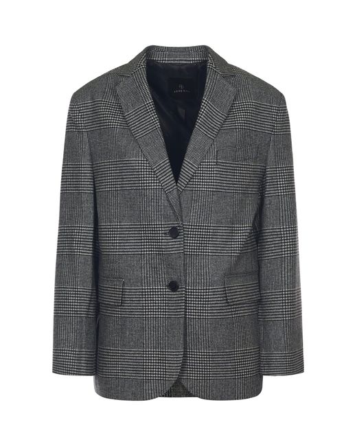 Anine Bing Gray Blazer With Plaid Pattern