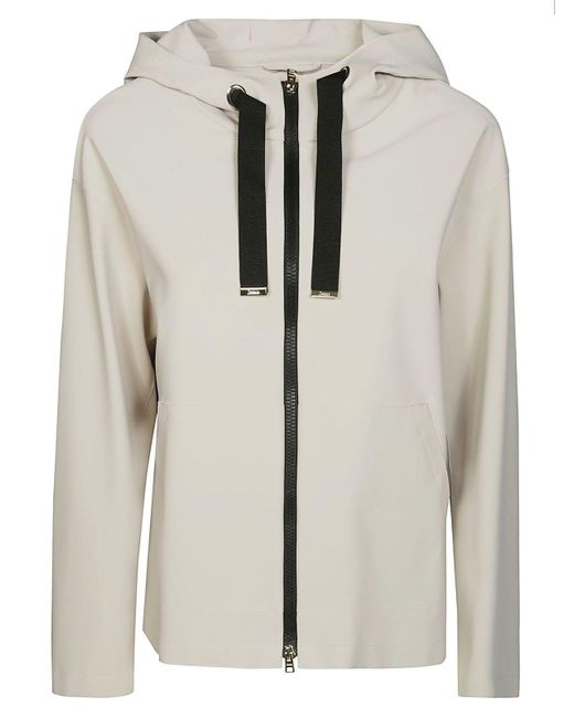 Herno White Zip-up Drawstring Jacket