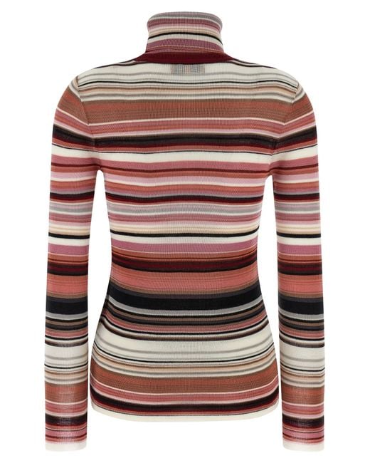 Missoni Red Striped-Turtleneck Sweater