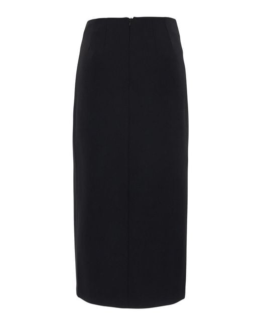 Le Plain Black Midi Skirt Wool-Blend Wool Blend