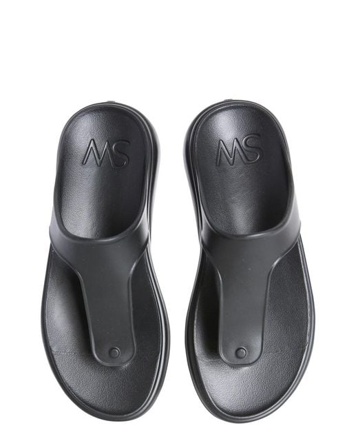 Stuart Weitzman Gray T-Strap Slide Sandal Rubber
