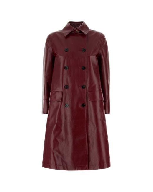 Gucci Red Burgundy Nappa Leather Coat