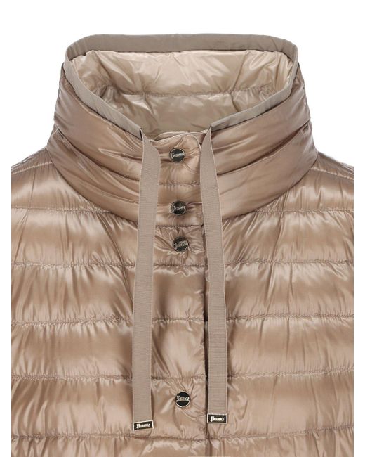 Herno Natural Quilted High-Neck Reversible Coat