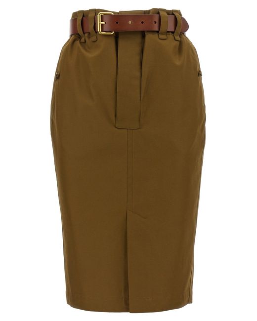 Saint Laurent Green Saharienne Skirt