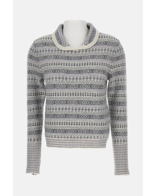 Thom Browne Gray Jacquard Pullover