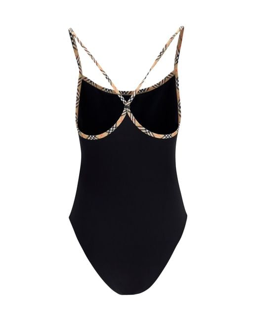 Burberry Black Check Trim Swimsuit Polyamide; Elastane Swimwear