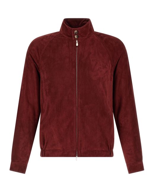 Brunello Cucinelli Red Lamb Leather Jacket Clothing for men