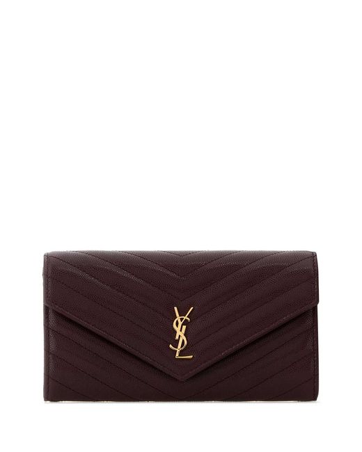 Saint Laurent Purple Plum Leather Wallet