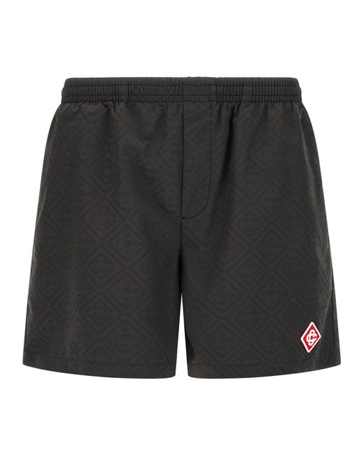 Casablanca Black Jacquard Logo Swimsuit for men