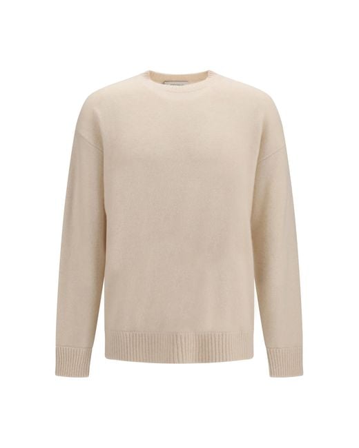 Laneus White Cashmere And Silk Crewneck Sweater for men