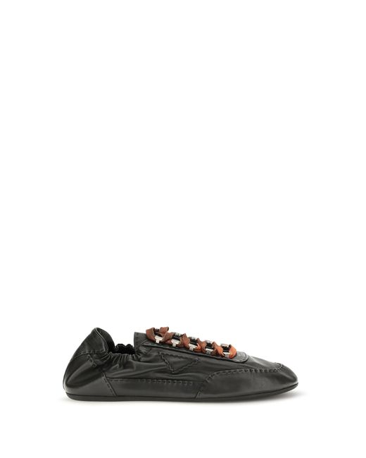 Prada Black Collapse Aged Nappa Leather Sneakers Lace Up for men