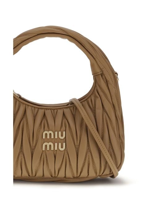 Miu Miu Metallic Hobo Handbag Wandler Calf Leather Shoulder Bags