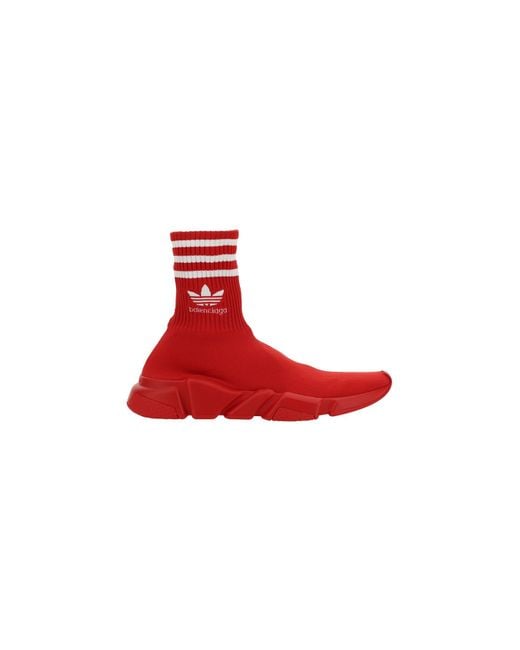 Balenciaga Red Speed Trainers Knitted Sock-Sneakers for men