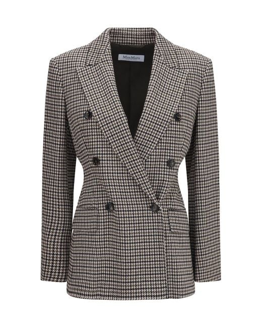 Max Mara Gray Blazer Eccelso Houndstooth Viscose Jacket