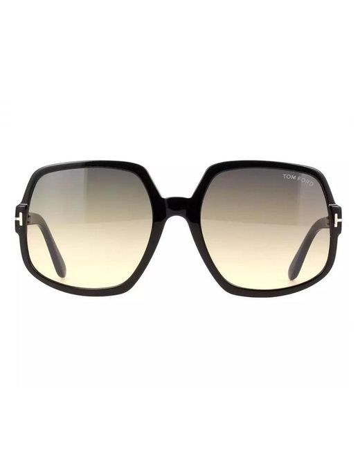 Tom Ford Black Square Full Rim, With A Shiny Frame And Gradient Smoke Lens