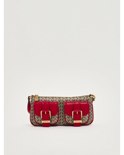 Michael Kors Red Sn Conv Pouchette Shoulder Bag