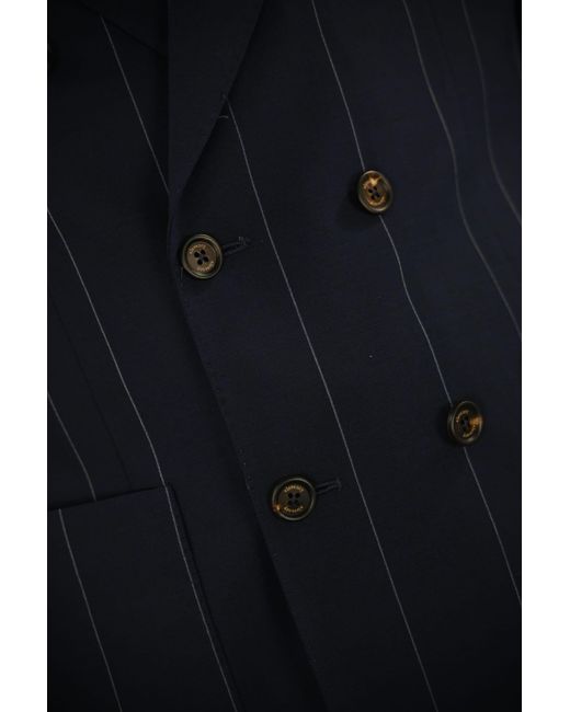Eleventy Blue Double-Breasted Pinstripe Suit for men