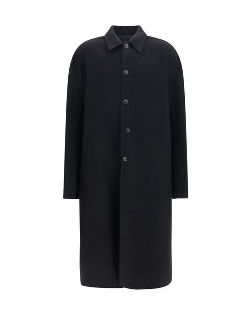 Rick Owens Black Brad Virgin Wool Coat Merino Ovis Aries for men