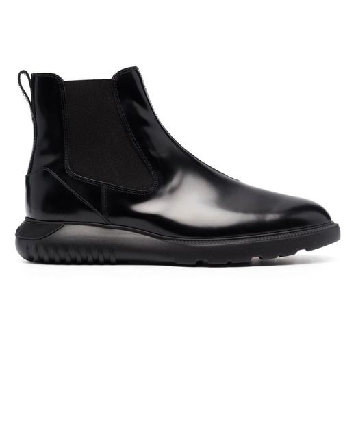 Hogan Black H600 Leather Chelsea Boots for men