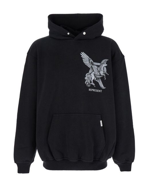 Represent Blue Elegance Unicorn Hoodie With Logo Print On The Front And Maxi Print On The Rear for men