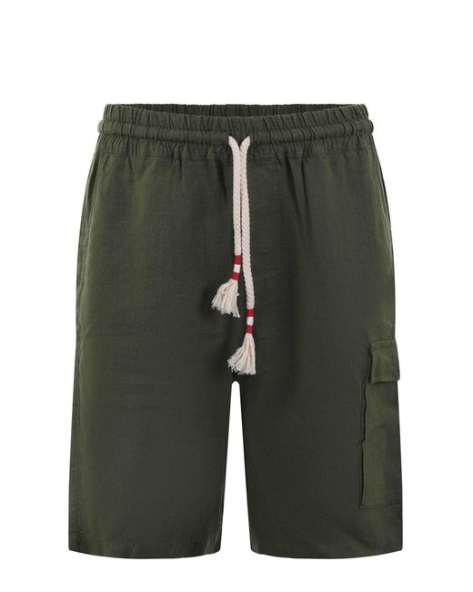 Mc2 Saint Barth Green Linen Shorts for men