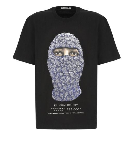 Ih Nom Uh Nit Black Floral Mask T-Shirt for men