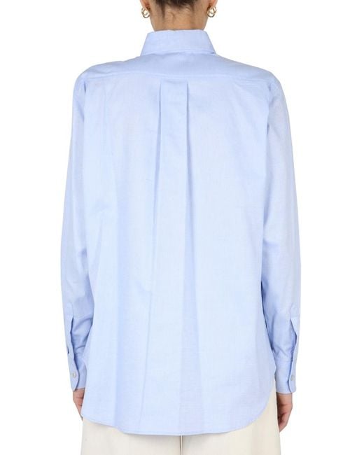 Ballantyne Blue Oxford Shirt With Button Down Collar Cotton