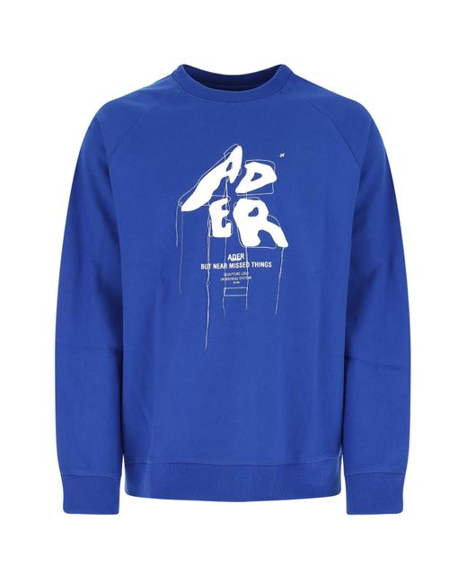 Adererror Blue Electric Cotton Blend Sweatshirt for men
