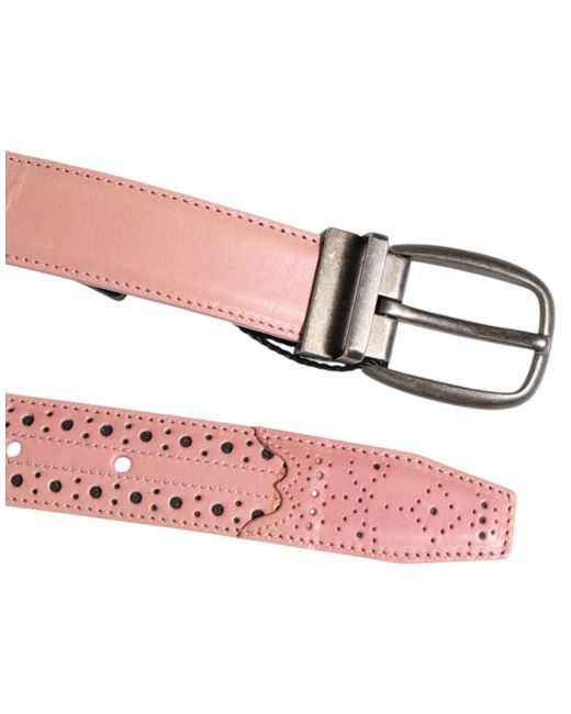 Dolce & Gabbana Pink Leather Perforated Belt for men