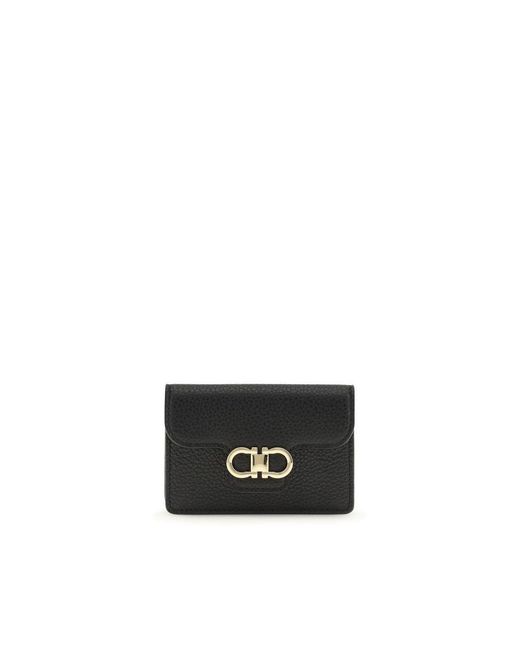 Ferragamo Black Calf Leather Bos Taurus Wallet