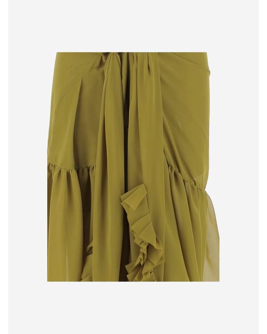 Dries Van Noten Nylon Skirt With Ruffles in Green | Lyst UK