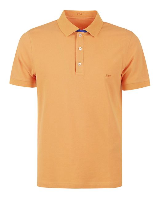 Fay Orange Stretch Cotton Polo Shirt for men