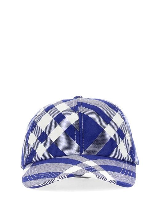 Burberry Purple Baseball Cap With Tartan Pattern Polyester Hat