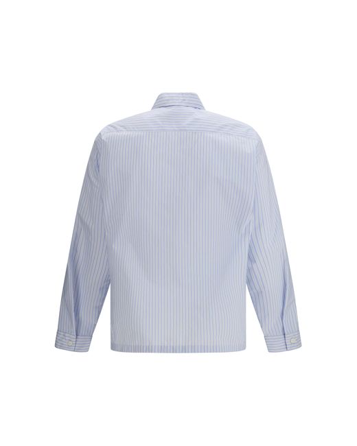 Prada Blue Striped Re-Nylon Shirt Polyamide for men